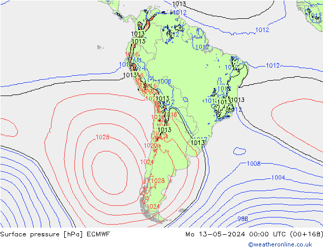 Surface pressure ECMWF Mo 13.05.2024 00 UTC