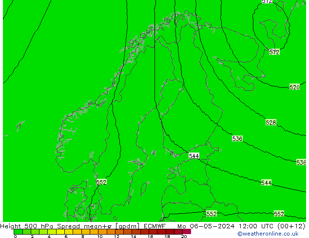 Height 500 hPa Spread ECMWF  06.05.2024 12 UTC