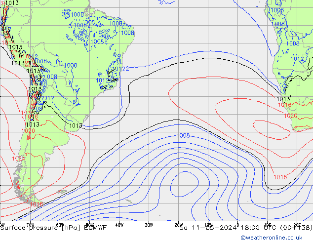 Surface pressure ECMWF Sa 11.05.2024 18 UTC