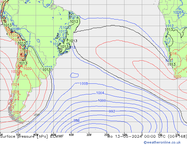 приземное давление ECMWF пн 13.05.2024 00 UTC