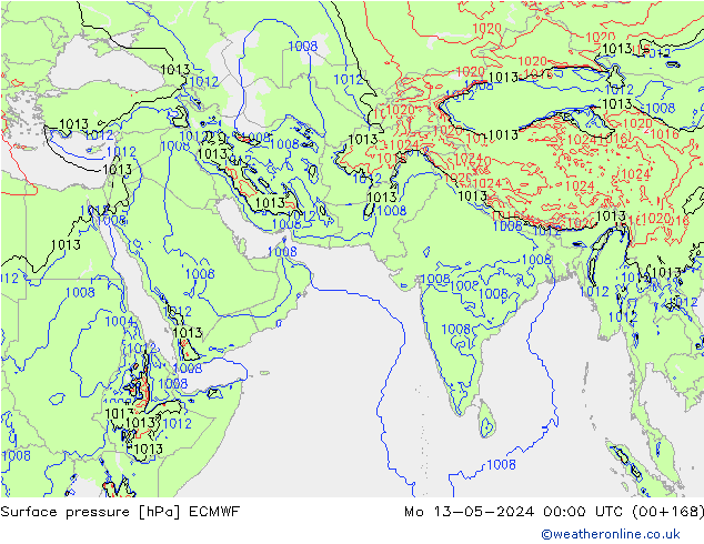 Surface pressure ECMWF Mo 13.05.2024 00 UTC