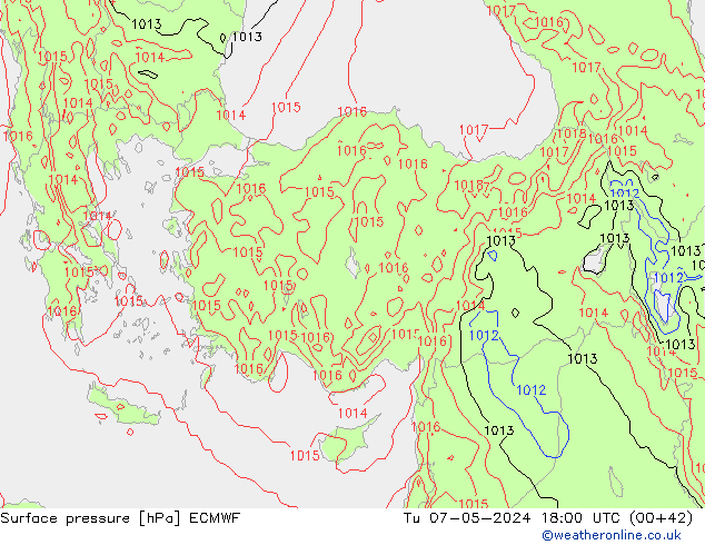 Pressione al suolo ECMWF mar 07.05.2024 18 UTC