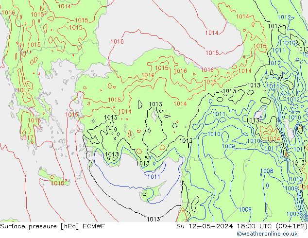 Surface pressure ECMWF Su 12.05.2024 18 UTC