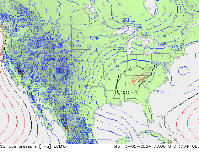 Atmosférický tlak ECMWF Po 13.05.2024 00 UTC