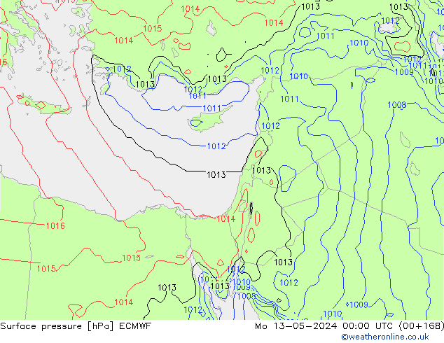 Atmosférický tlak ECMWF Po 13.05.2024 00 UTC