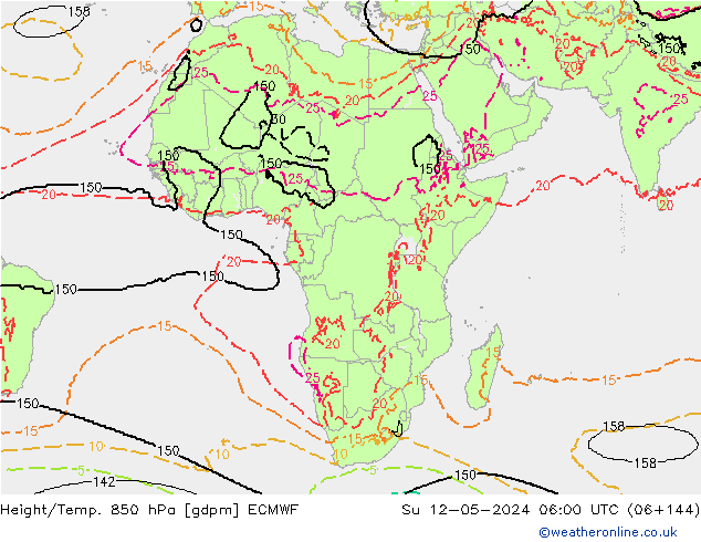 Height/Temp. 850 hPa ECMWF Su 12.05.2024 06 UTC