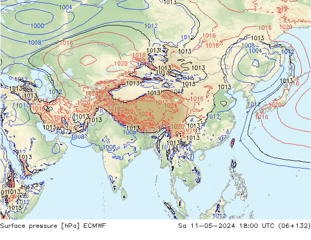 Surface pressure ECMWF Sa 11.05.2024 18 UTC