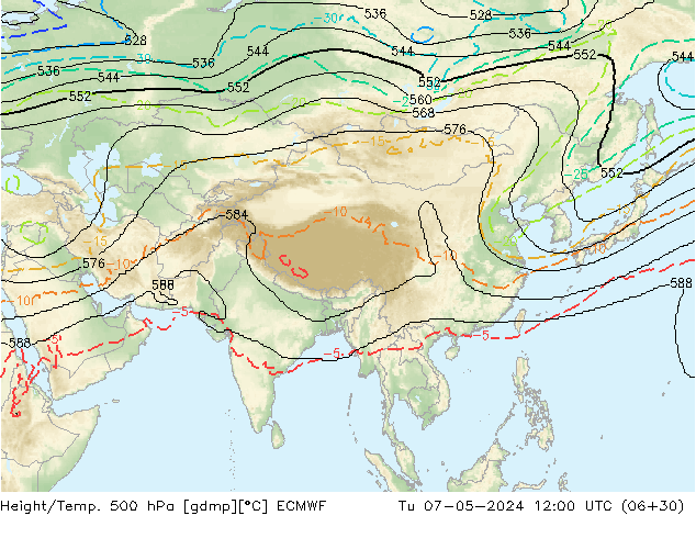 Height/Temp. 500 hPa ECMWF Tu 07.05.2024 12 UTC