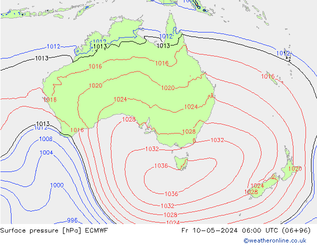 Surface pressure ECMWF Fr 10.05.2024 06 UTC