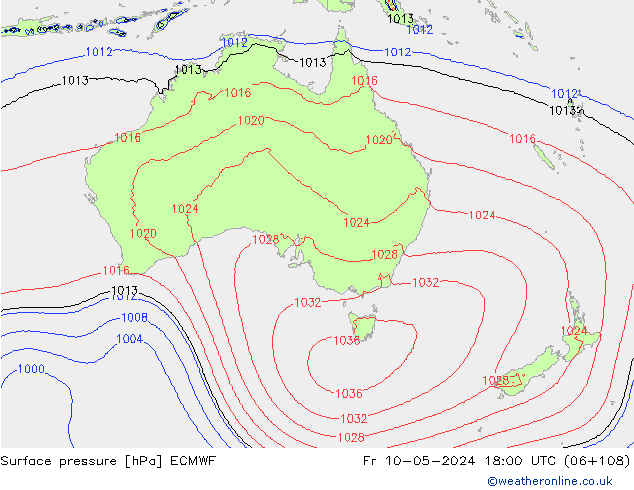 ciśnienie ECMWF pt. 10.05.2024 18 UTC