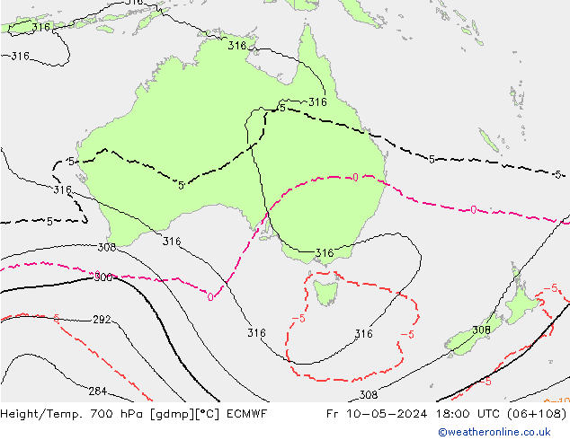 Height/Temp. 700 гПа ECMWF пт 10.05.2024 18 UTC