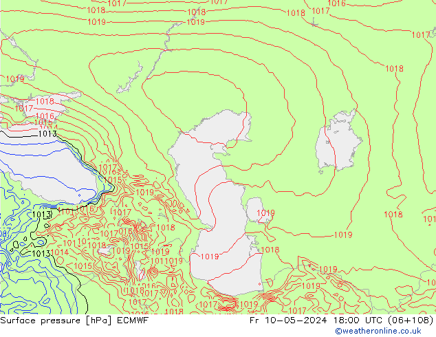 Surface pressure ECMWF Fr 10.05.2024 18 UTC