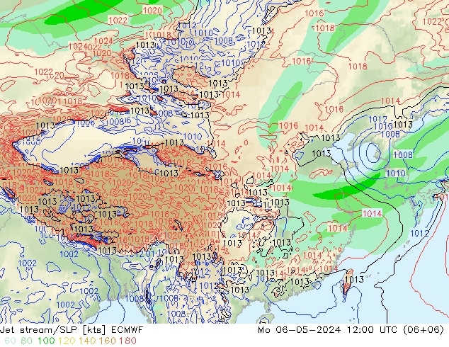 高速氣流/地面气压 ECMWF 星期一 06.05.2024 12 UTC