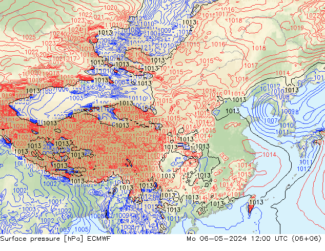 地面气压 ECMWF 星期一 06.05.2024 12 UTC