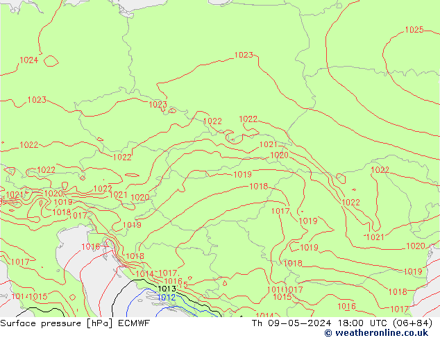 Pressione al suolo ECMWF gio 09.05.2024 18 UTC