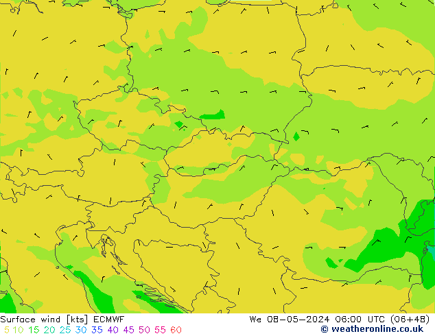 Surface wind ECMWF We 08.05.2024 06 UTC