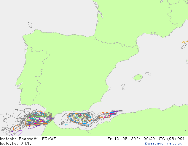 Isotachs Spaghetti ECMWF Fr 10.05.2024 00 UTC