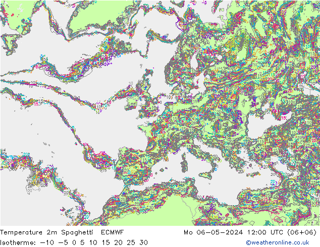 Temperaturkarte Spaghetti ECMWF Mo 06.05.2024 12 UTC