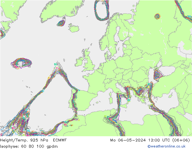Height/Temp. 925 hPa ECMWF lun 06.05.2024 12 UTC