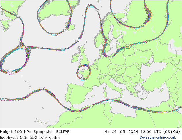 Geop. 500 hPa Spaghetti ECMWF lun 06.05.2024 12 UTC