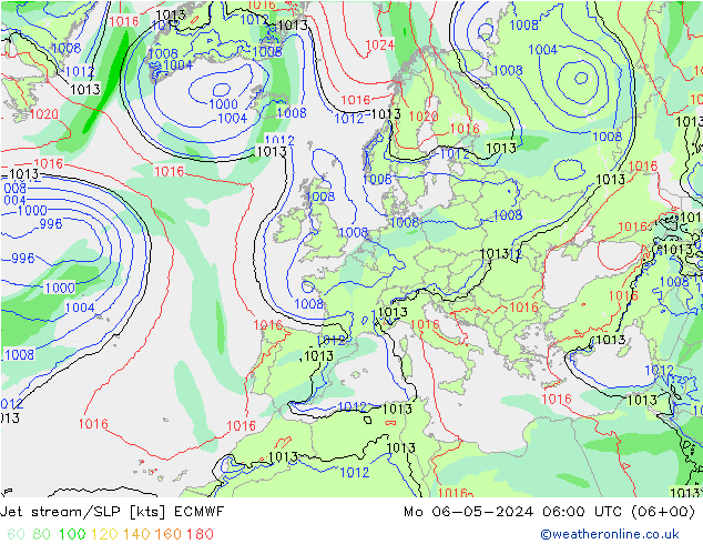 Polarjet/Bodendruck ECMWF Mo 06.05.2024 06 UTC