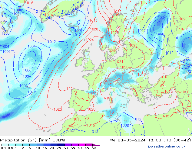 Nied. akkumuliert (6Std) ECMWF Mi 08.05.2024 00 UTC