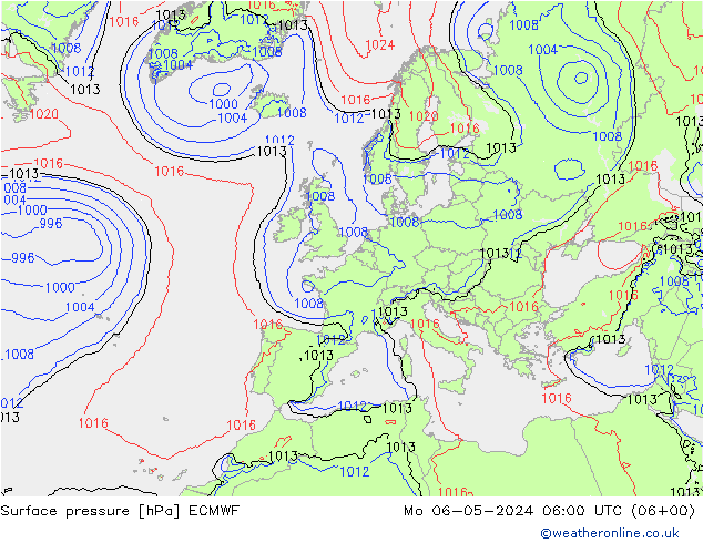 Pressione al suolo ECMWF lun 06.05.2024 06 UTC