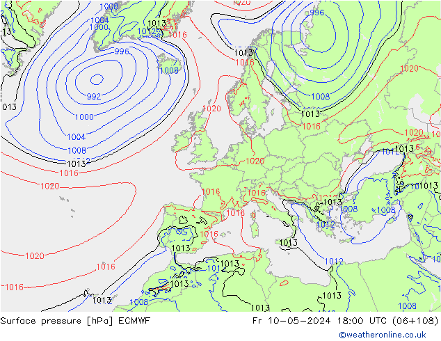 ciśnienie ECMWF pt. 10.05.2024 18 UTC