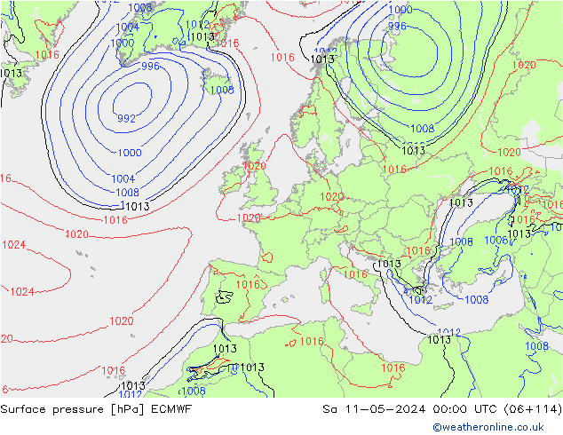Bodendruck ECMWF Sa 11.05.2024 00 UTC