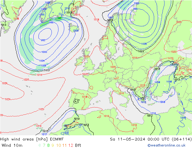 High wind areas ECMWF  11.05.2024 00 UTC