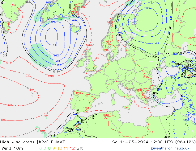 High wind areas ECMWF sab 11.05.2024 12 UTC