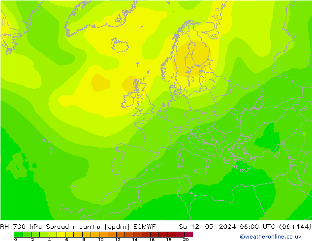 RH 700 hPa Spread ECMWF So 12.05.2024 06 UTC