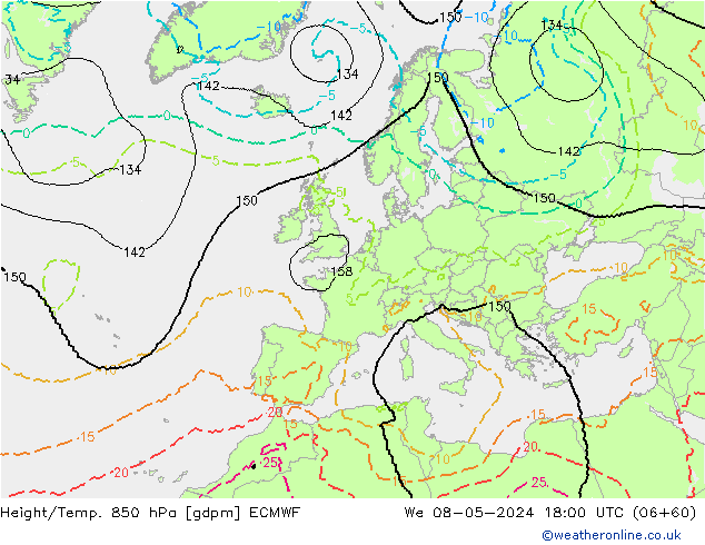 Height/Temp. 850 hPa ECMWF  08.05.2024 18 UTC