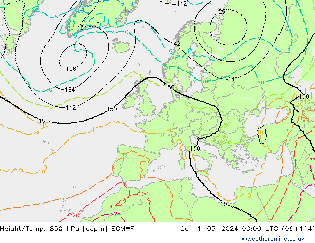 Height/Temp. 850 hPa ECMWF Sa 11.05.2024 00 UTC