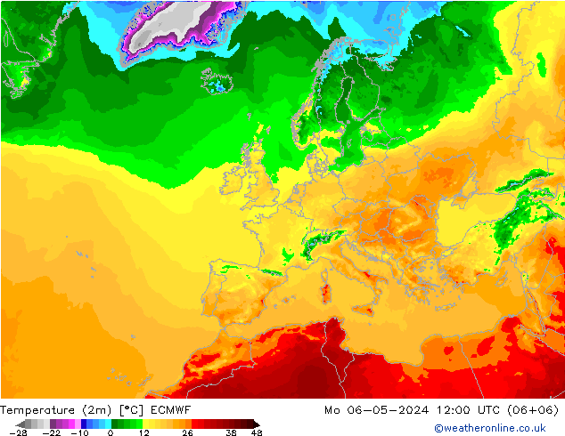 Temperaturkarte (2m) ECMWF Mo 06.05.2024 12 UTC