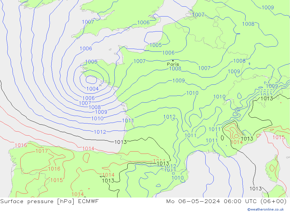 Bodendruck ECMWF Mo 06.05.2024 06 UTC