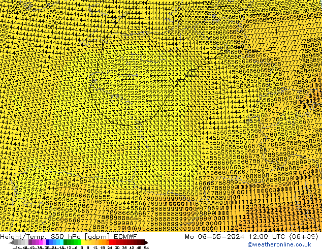 Height/Temp. 850 hPa ECMWF Mo 06.05.2024 12 UTC