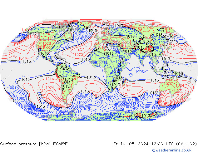 Bodendruck ECMWF Fr 10.05.2024 12 UTC