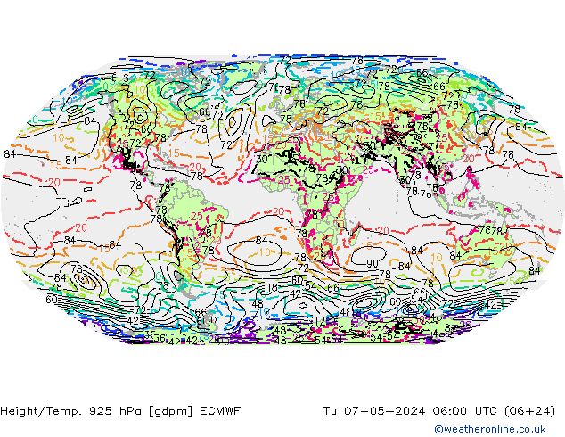 Height/Temp. 925 hPa ECMWF Tu 07.05.2024 06 UTC