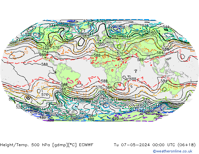 Height/Temp. 500 hPa ECMWF Tu 07.05.2024 00 UTC