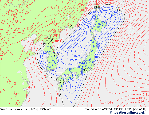 Yer basıncı ECMWF Sa 07.05.2024 00 UTC