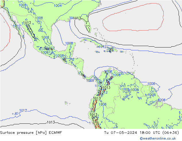 pressão do solo ECMWF Ter 07.05.2024 18 UTC