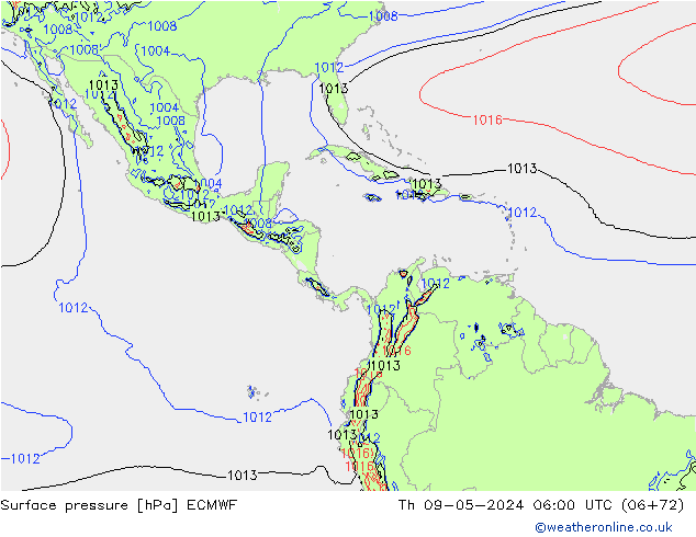 Atmosférický tlak ECMWF Čt 09.05.2024 06 UTC