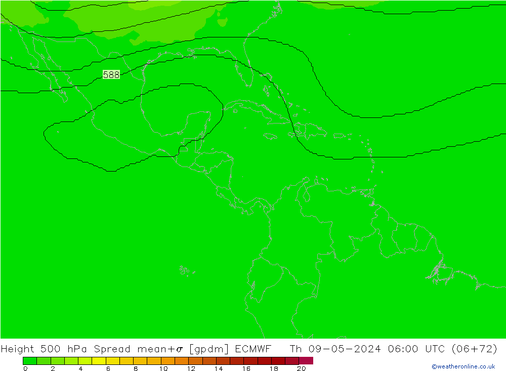 500 hPa Yüksekliği Spread ECMWF Per 09.05.2024 06 UTC