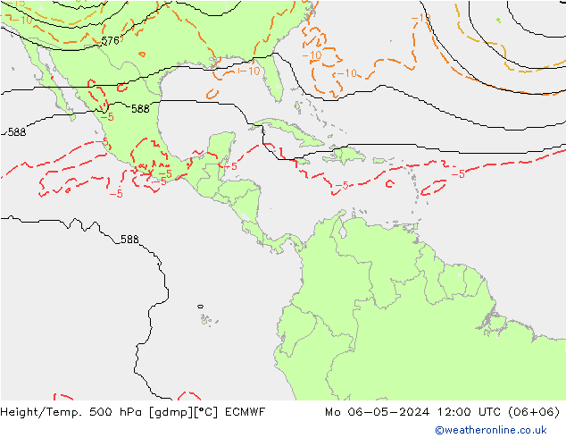 Height/Temp. 500 hPa ECMWF pon. 06.05.2024 12 UTC
