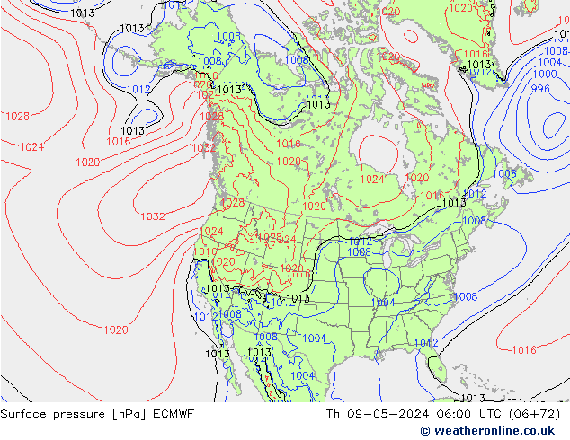 Luchtdruk (Grond) ECMWF do 09.05.2024 06 UTC