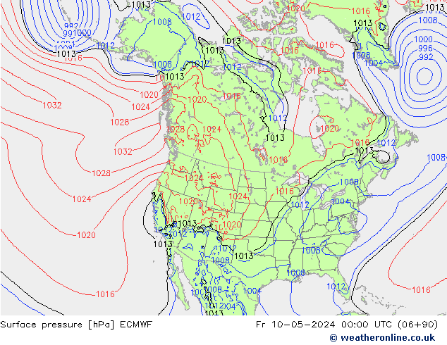 Atmosférický tlak ECMWF Pá 10.05.2024 00 UTC