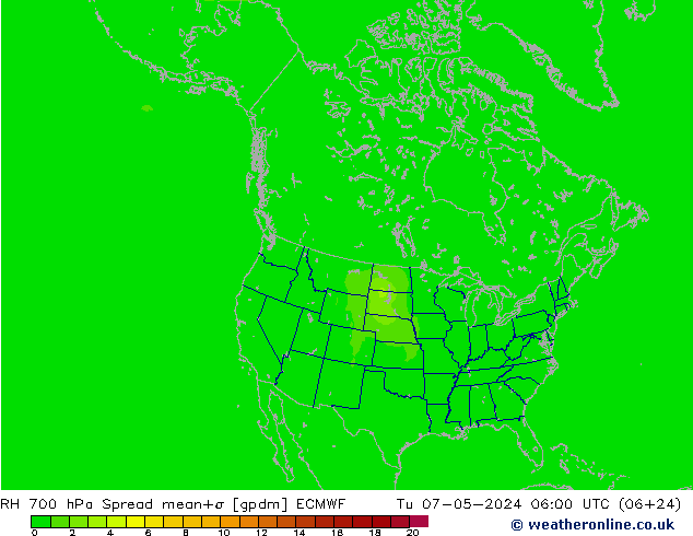 RH 700 hPa Spread ECMWF Tu 07.05.2024 06 UTC