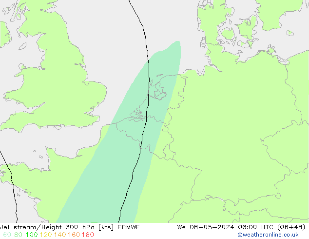 Straalstroom ECMWF wo 08.05.2024 06 UTC