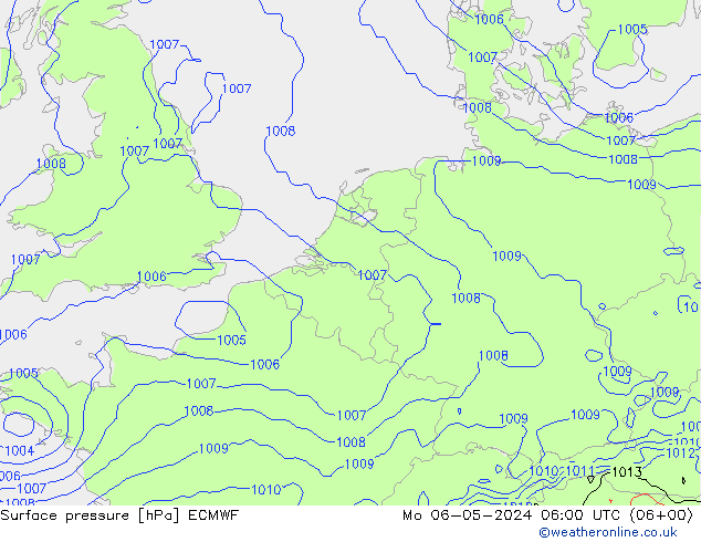 Bodendruck ECMWF Mo 06.05.2024 06 UTC